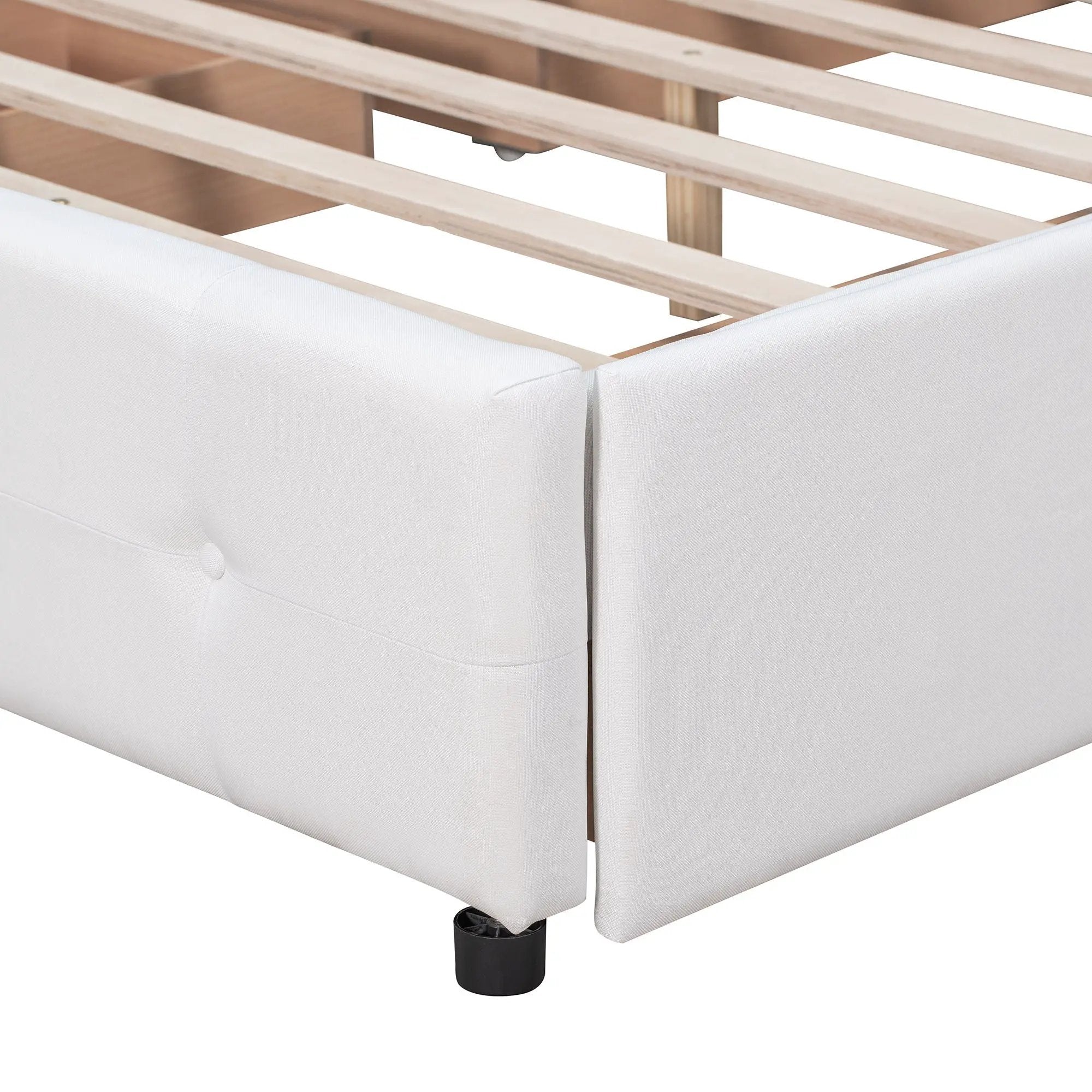 Upholstered Platform Bed With Classic Headboard And Drawers, No Box Spring Needed by HouseOfZazla