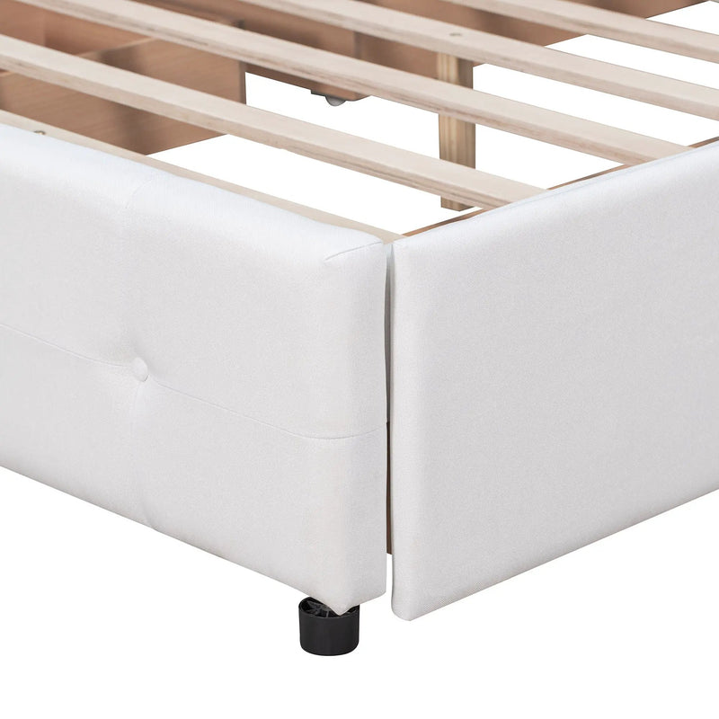 Upholstered Platform Bed With Classic Headboard And Drawers, No Box Spring Needed by HouseOfZazla