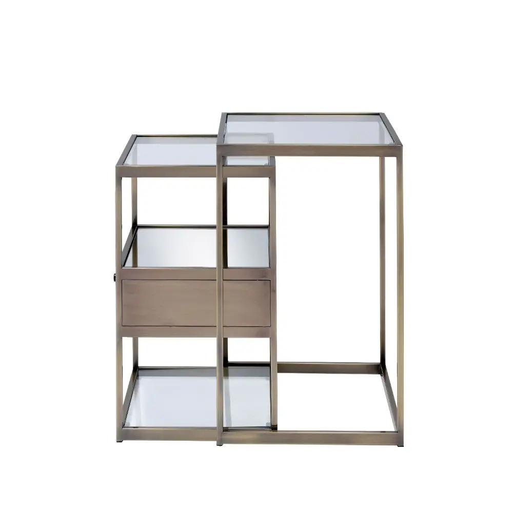 Enca - Nesting Table Set - Clear Glass & Antique Brass by Unique Piece Furniture