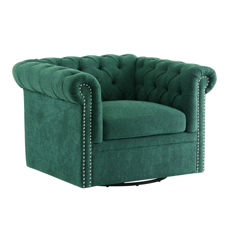 Chesterfield Style Swivel Club Chair With Button Tufted by HouseOfZazla