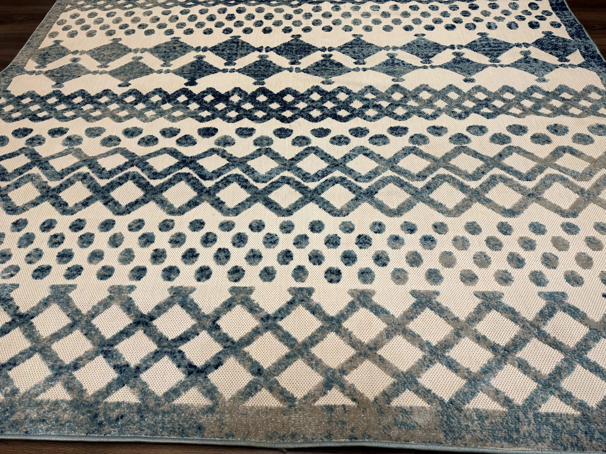 Modern Rug 8x10, Abstract Rug, Oat and Blue, Raised Pattern, Modway Rug Collection by Jewel Rugs