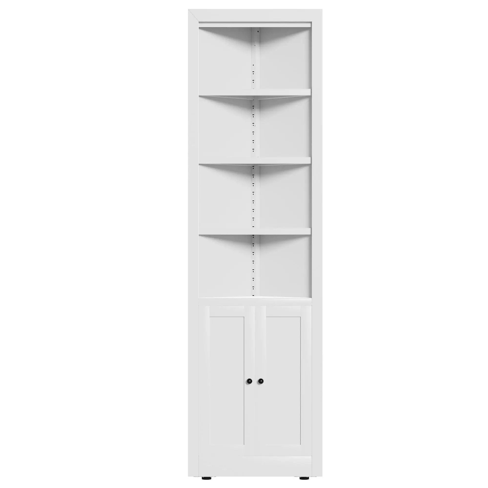 Tall Corner Storage Cabinet With 2 Doors, 5-Tier With Adjustable Shelve, Freestanding - White by HouseOfZazla