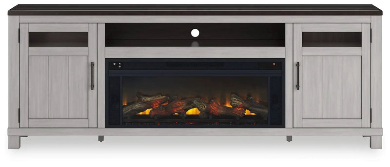 Darborn - 88" TV Stand With Electric Infrared Fireplace Insert - Gray / Brown by Unique Piece Furniture