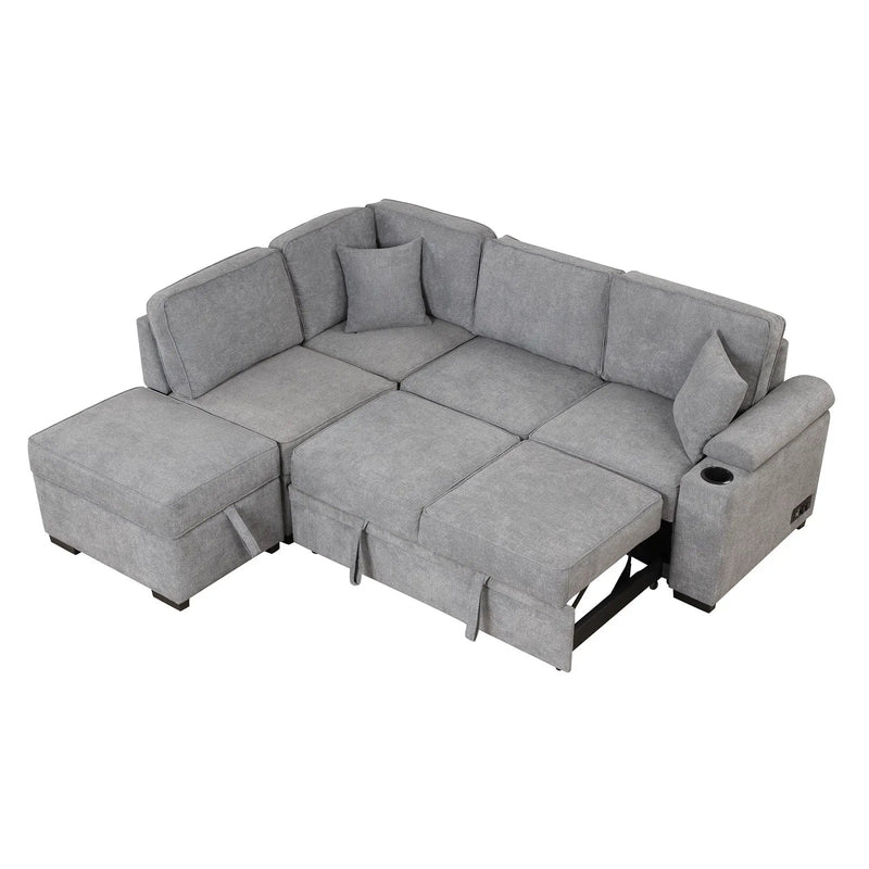 Sleeper Sofa Bed, 2 In 1 Pull Out Sofa Bed L Shape Couch With Storage Ottoman For Living Room, Bedroom Couch And Small Apartment by HouseOfZazla