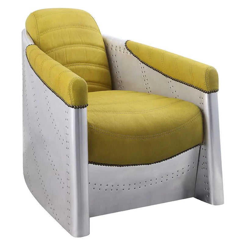 Brancaster - Accent Chair - Yellow Top Grain Leather & Aluminum by Unique Piece Furniture