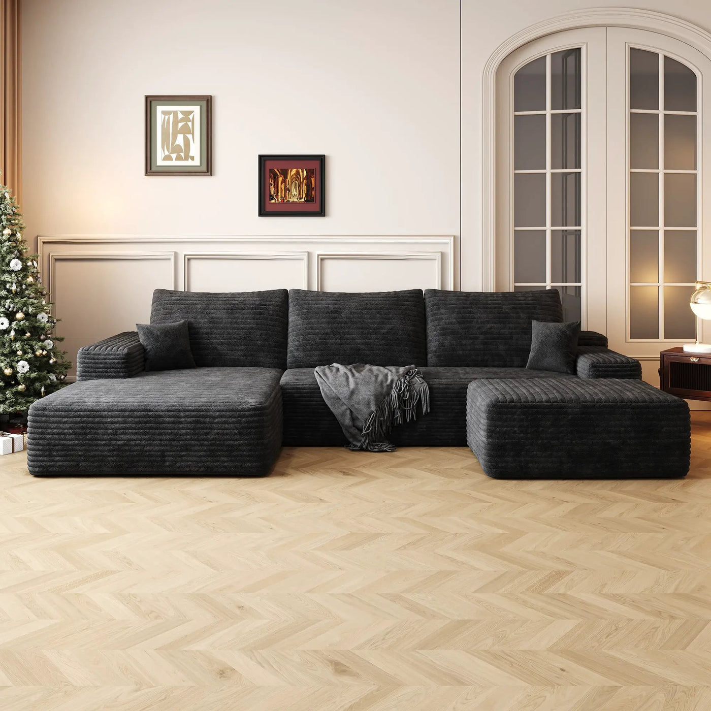 107" Cloud Sectional Sofa with Ottoman by HouseOfZazla