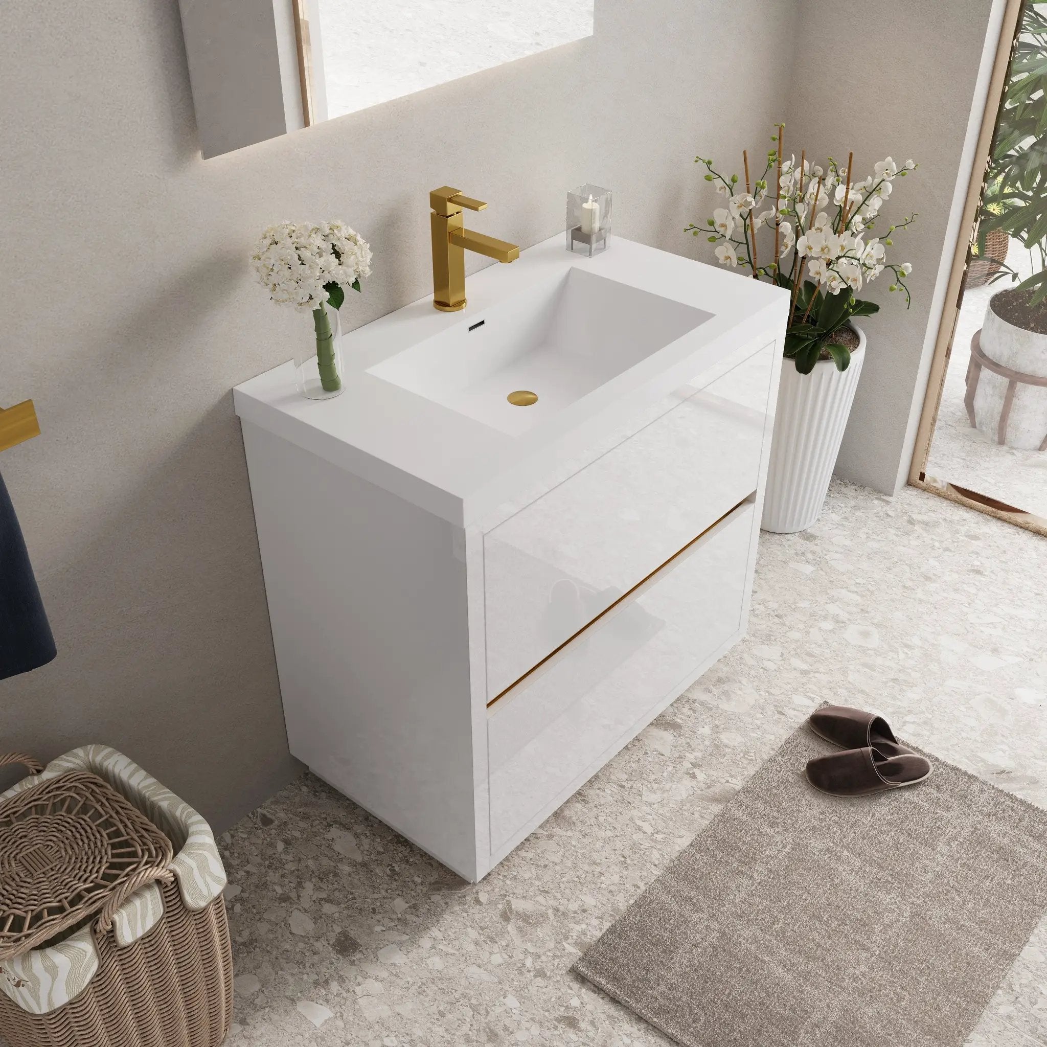 36" Freestanding Bathroom Vanity with Sink and Storage Cabinet by HouseOfZazla