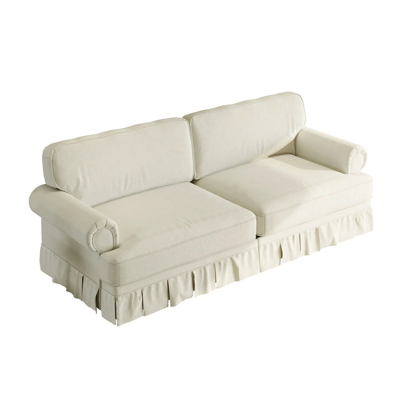 Luxuriously Comfortable Cloud Couch With Elegant Rolled Arms & Pleated Skirt Design by HouseOfZazla