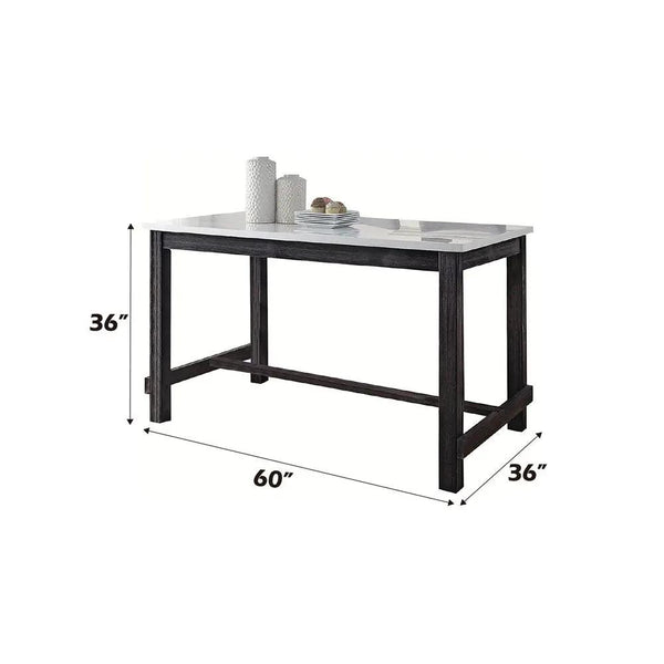 Yelena - Counter Height Table With Marble Top - Marble Top & Weathered Espresso, photo 2 of 6