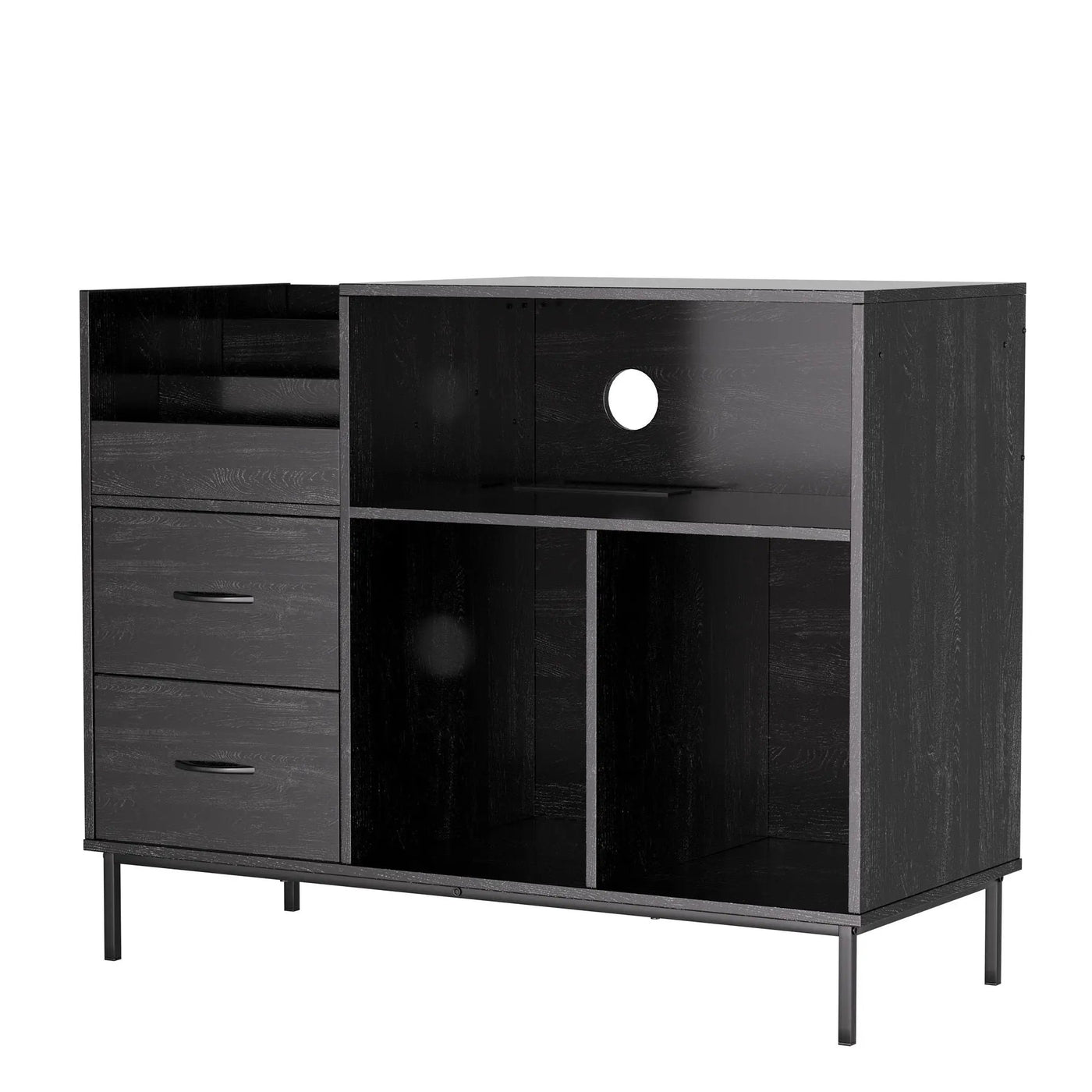Eco-Friendly Vinyl Record Player Stand With Flip-Top Storage, Media Console With Dual Outlets And Dustproof Drawers by HouseOfZazla