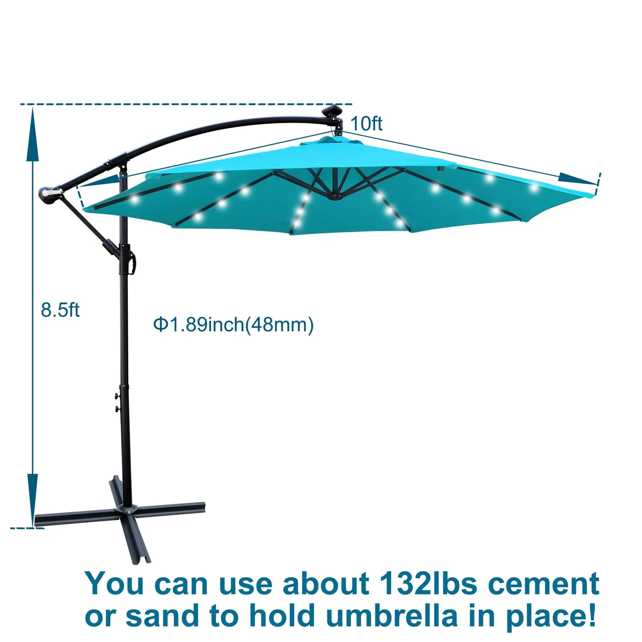 10 ft Outdoor Patio Umbrella Solar Powered LED Lighted Sun Shade by HouseOfZazla