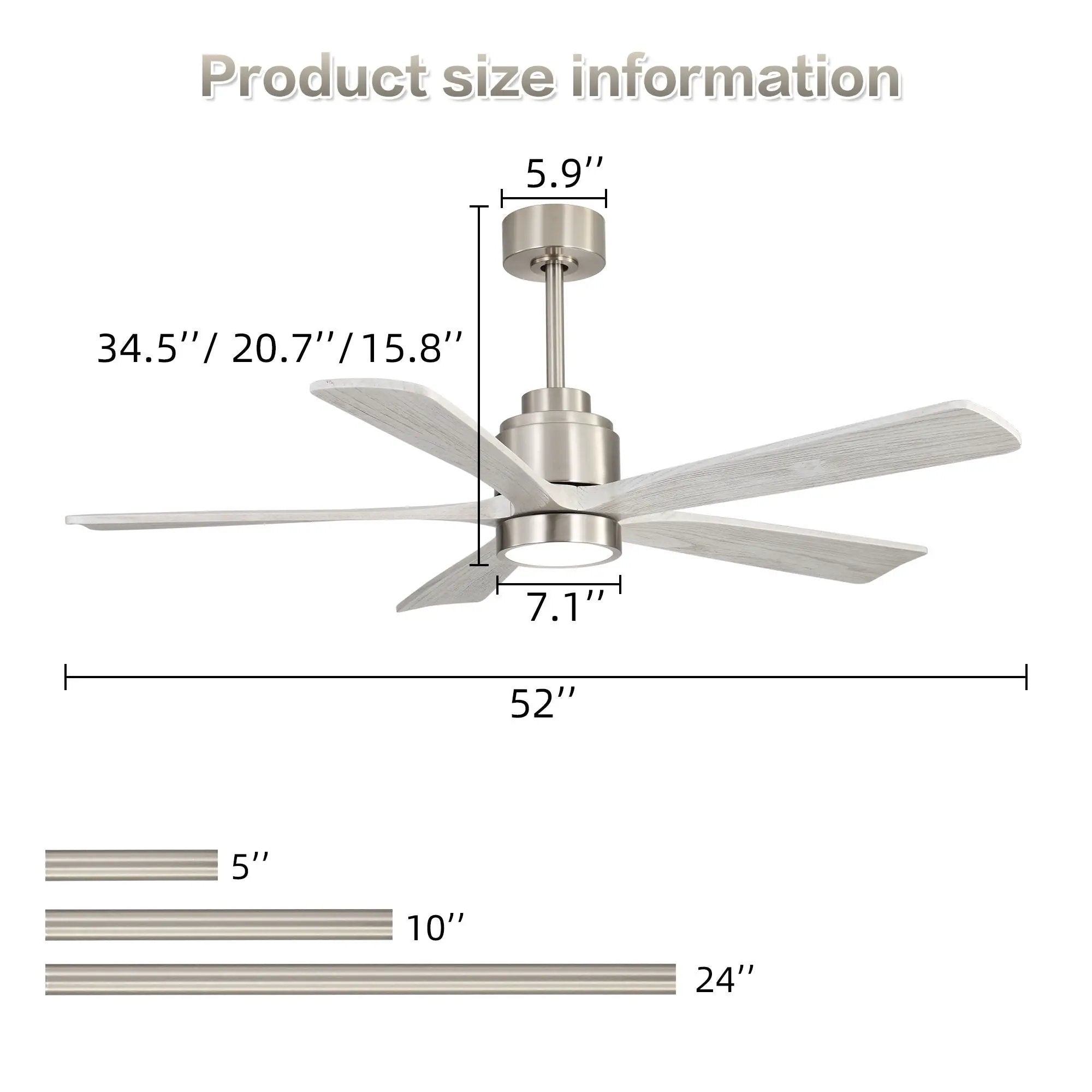 Ultra Quiet Reversible Ceiling Fan With Light Dimmable LED For Large Room - Brushed Nickel by Unique Piece Furniture