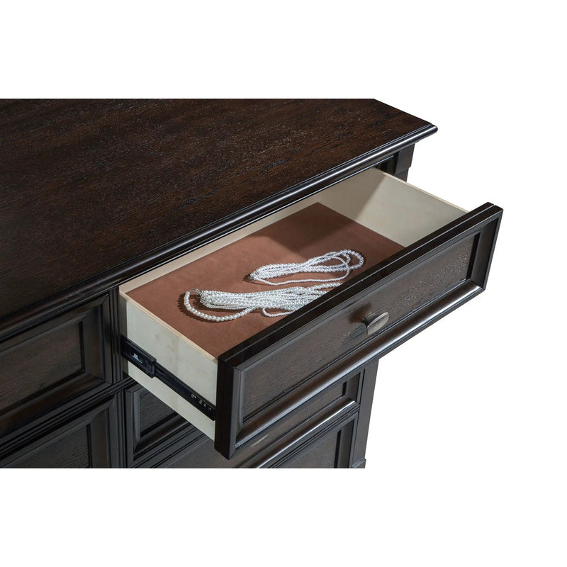 Berwick - 8 Drawer Dresser Cabinet With Felt Lined Drawers - Dark Oak by HouseOfZazla