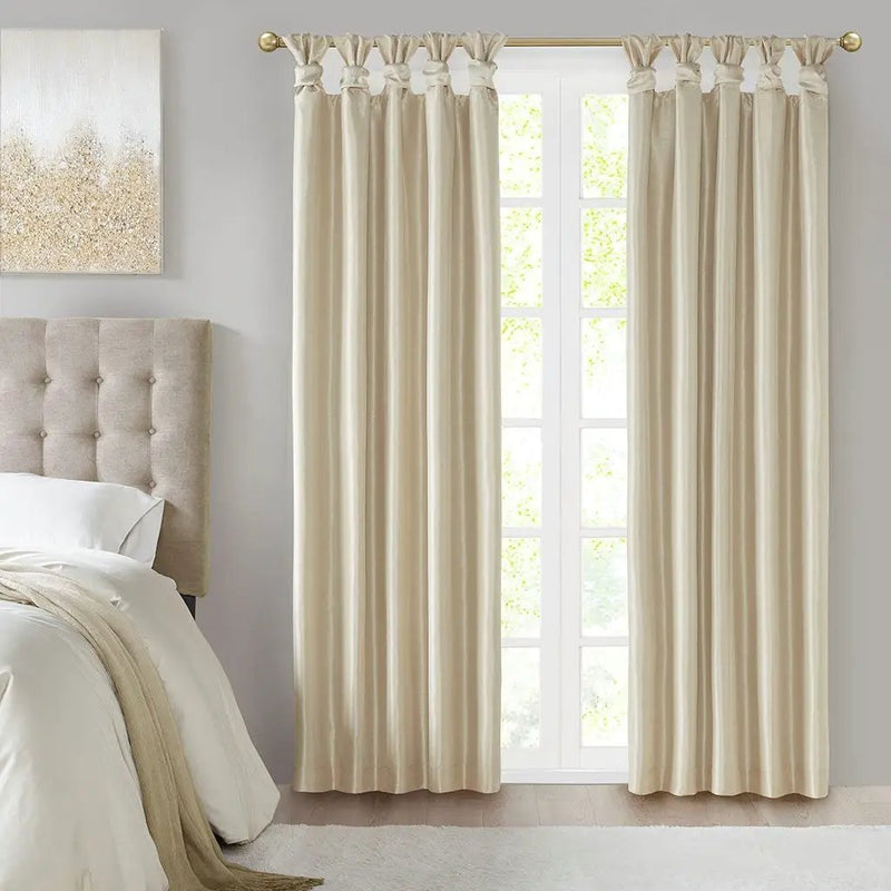 Twist Tab Total Blackout Window Curtain Panel Champagne 50x84 by HouseOfZazla