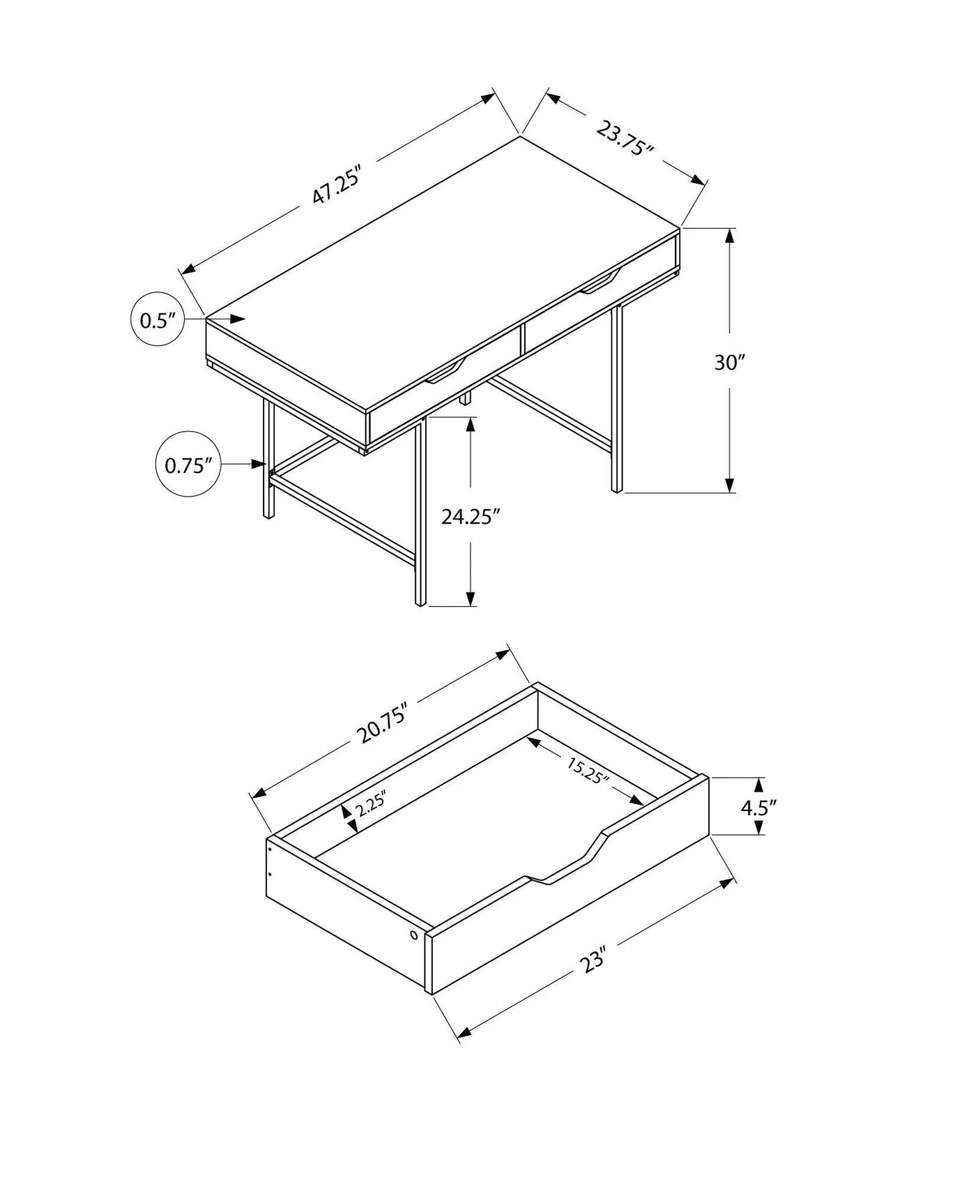 Computer Desk For Home Office, Storage Drawers, Marble Look Contemporary & Modern by Unique Piece Furniture
