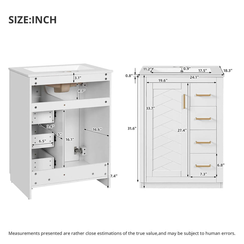 Modern Bathroom Vanity With 1 Door and 3 Drawers by HouseOfZazla
