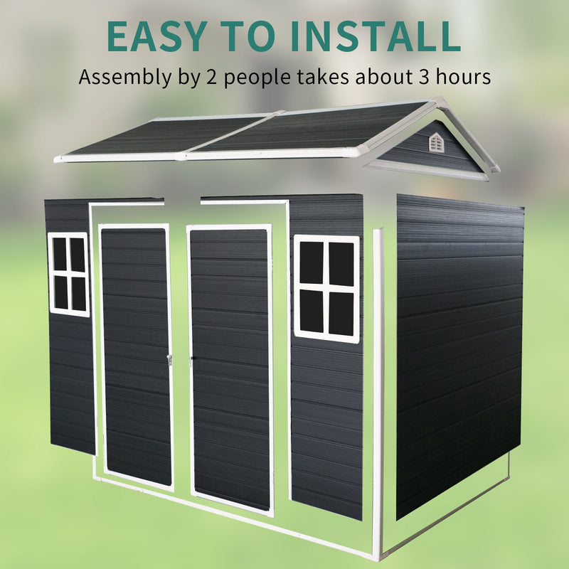 8x4ft Outdoor Resin Garden Shed with Floor and 2 Windows by HouseOfZazla