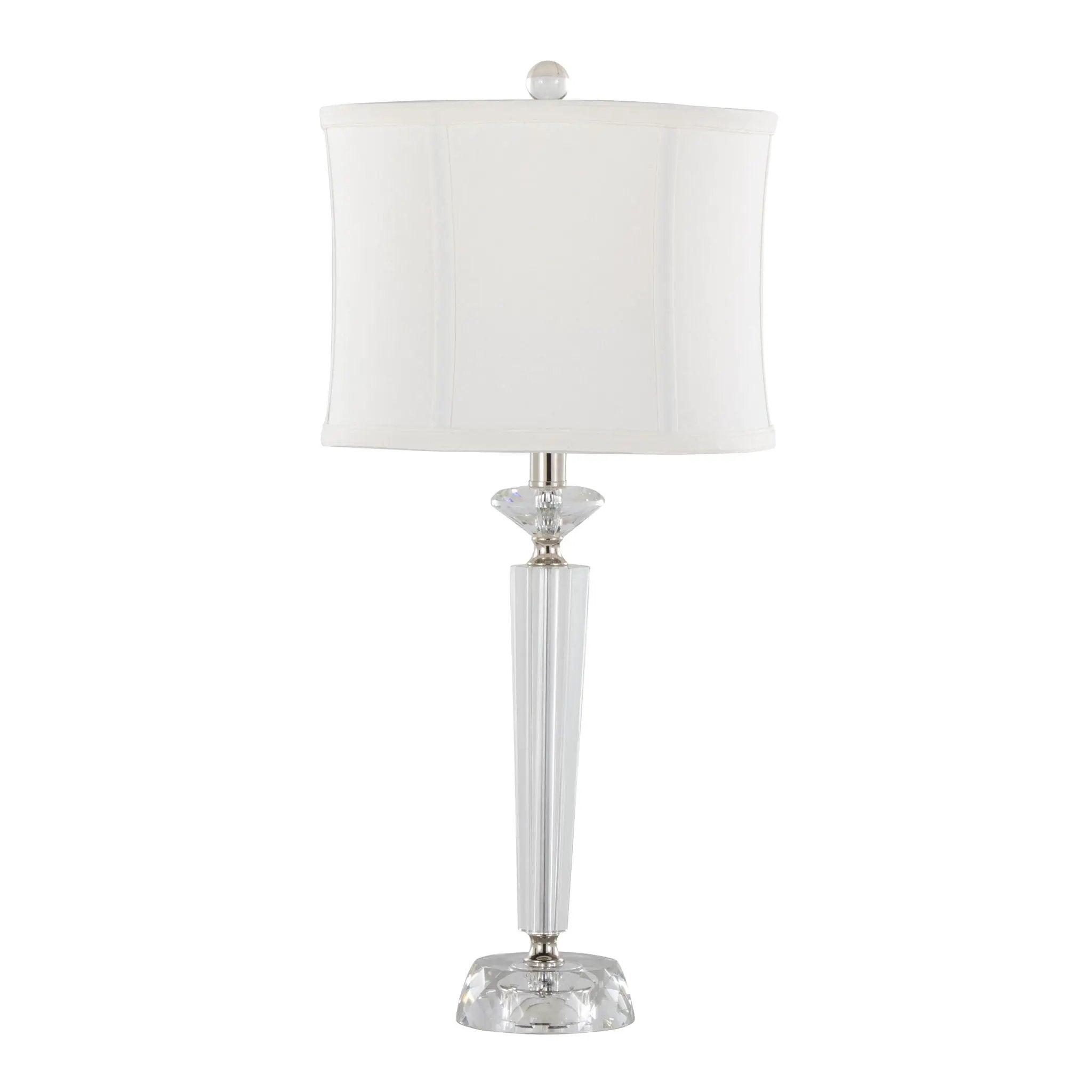 Diamond - Torch Contemporary Crystal Table Lamp (Set of 2) - Clear / Off White / Polished Nickel by HouseOfZazla