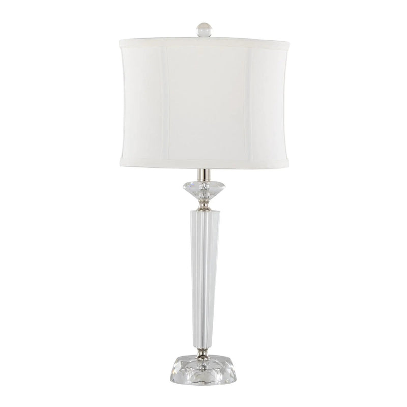 Diamond - Torch Contemporary Crystal Table Lamp (Set of 2) - Clear / Off White / Polished Nickel by HouseOfZazla