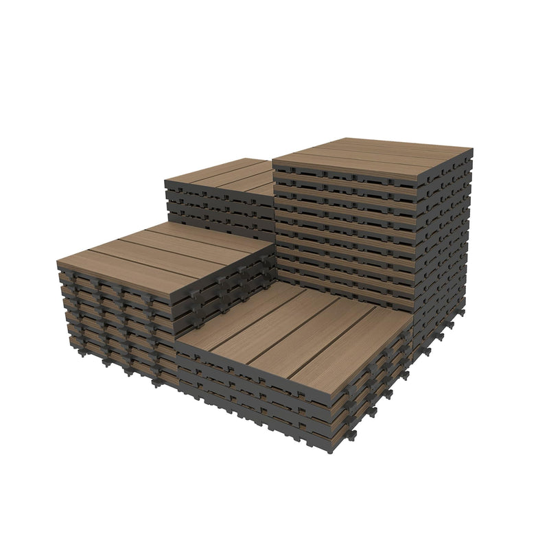 36 Pcs Interlocking Deck Tiles, 12" x 12" HDPE Outdoor Flooring by HouseOfZazla