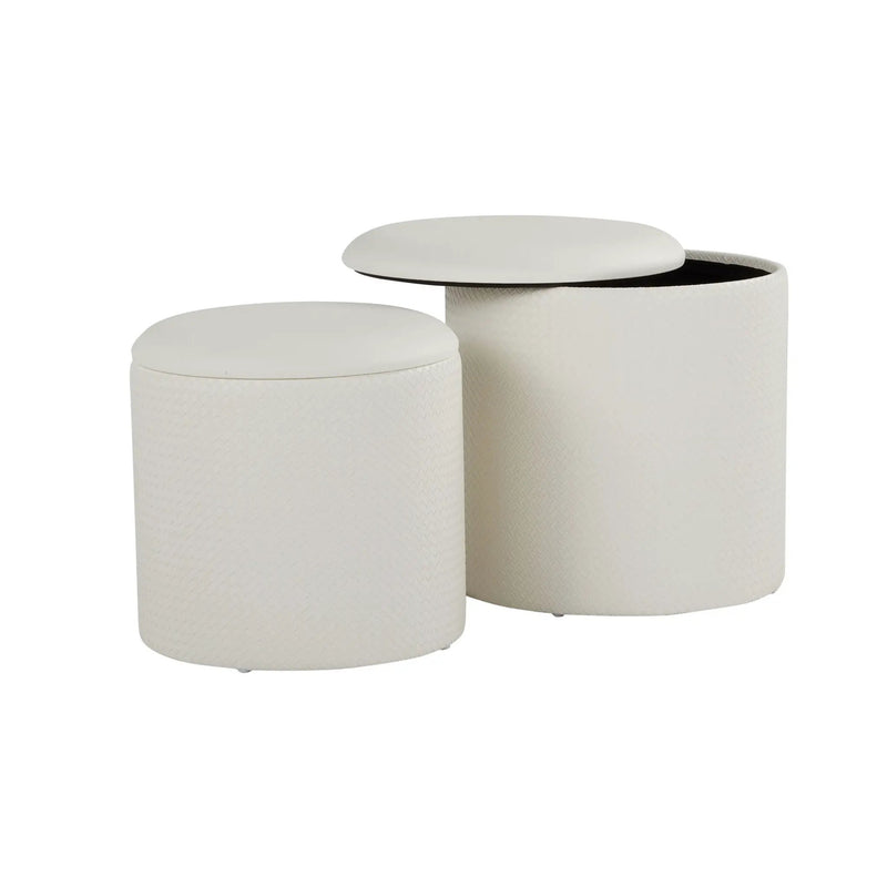 Maverick - Contemporary Nesting Ottoman Set With - Cream by Unique Piece Furniture