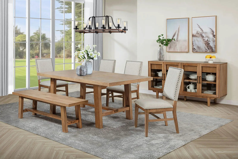 Middleton 60-inch Wood Backless Dining Bench Natural Brown by Unique Piece Furniture