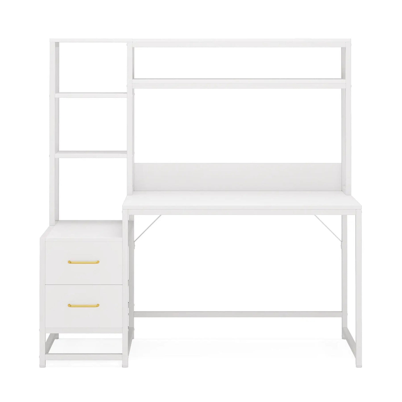 Computer Desk With Hutch, 2 Drawers & Open Shelves by HouseOfZazla