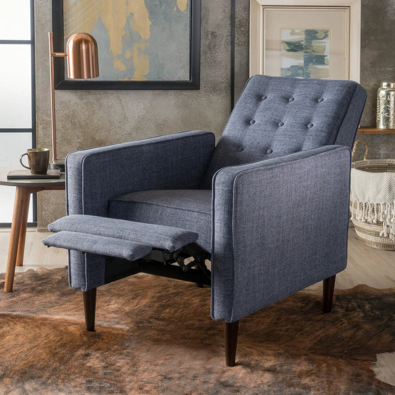 Mid-Century Modern Recliner With Button Tufted Waffle Stitch by Unique Piece Furniture