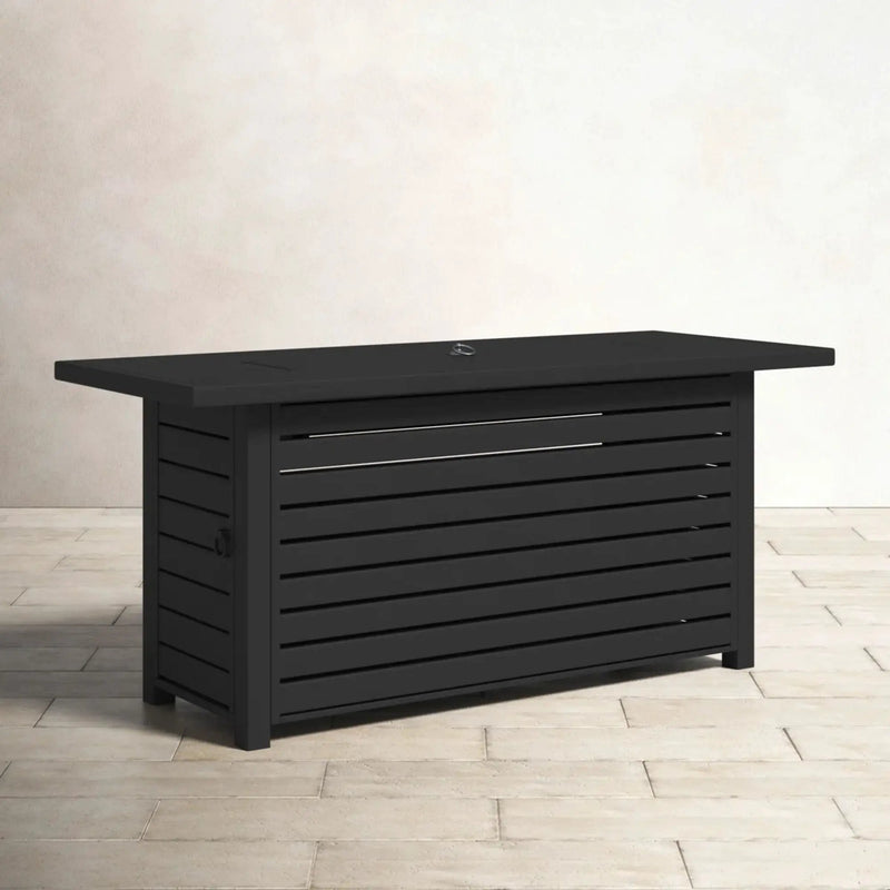 Casselton - Propane / Gas Outdoor Fire Pit Table With Lid - Black by HouseOfZazla