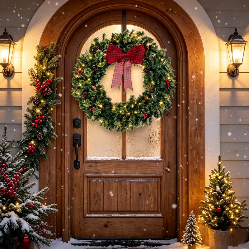 36 Inch Prelit Crestwood Spruce Christmas Wreath with Bow by HouseOfZazla