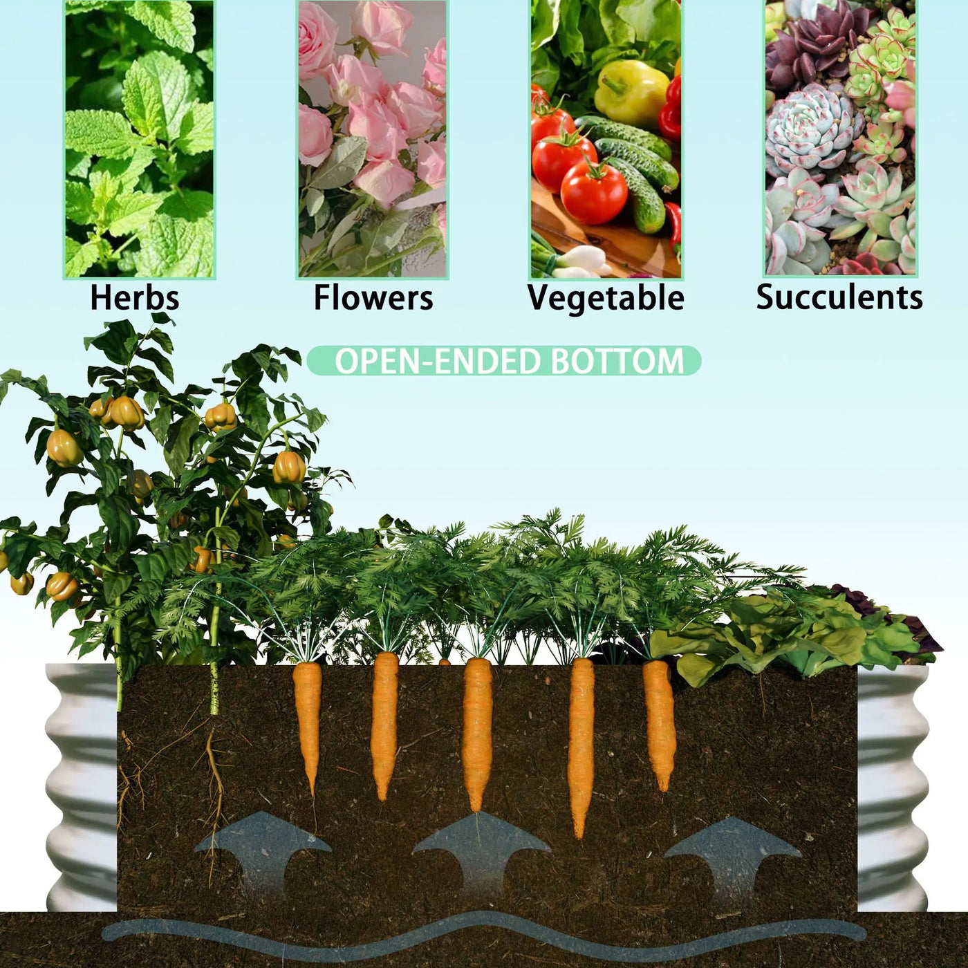 Heavy Duty Galvanized Raised Garden Bed Kit For Vegetables, Flowers & Herbs by HouseOfZazla