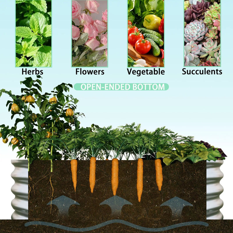 Heavy Duty Galvanized Raised Garden Bed Kit For Vegetables, Flowers & Herbs by HouseOfZazla