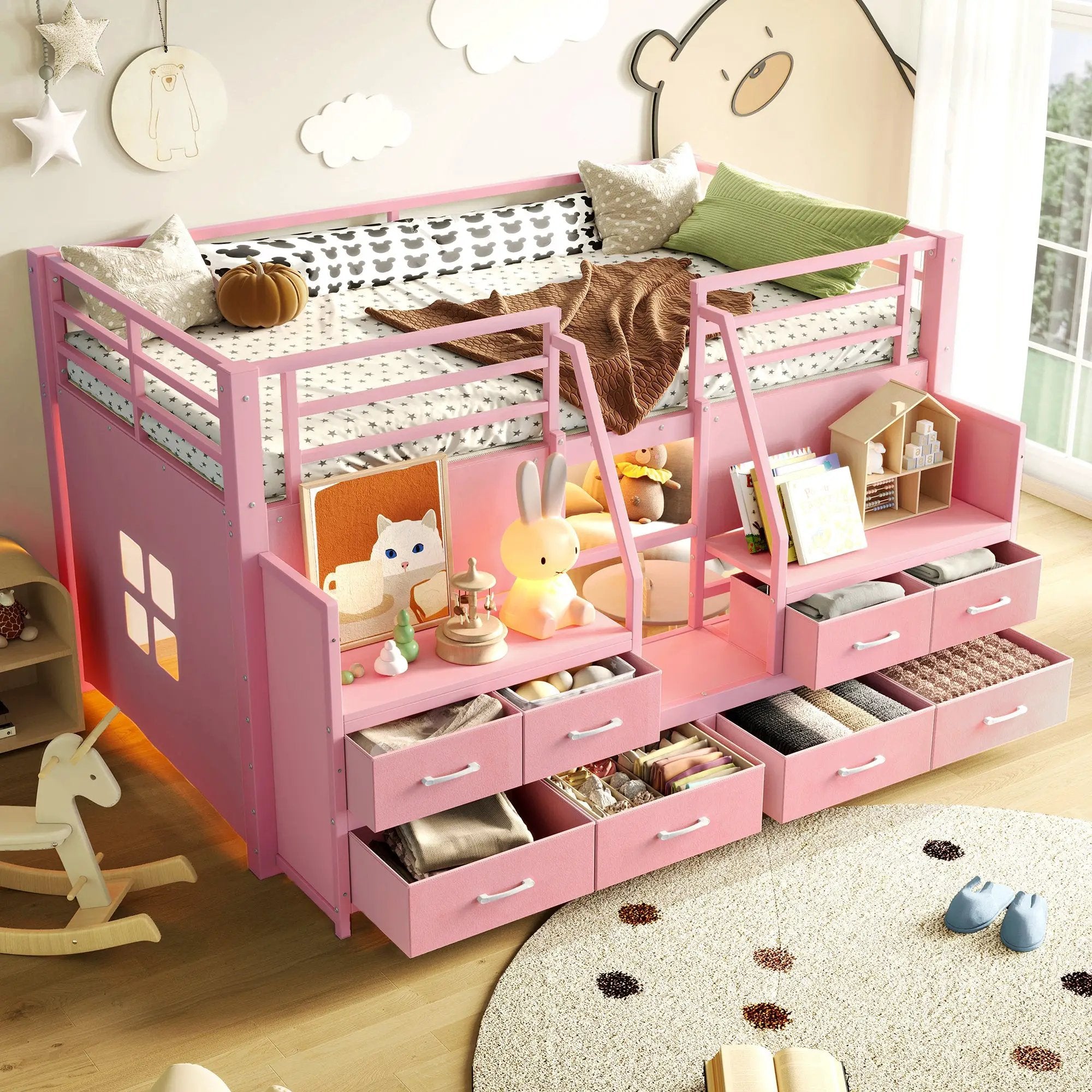 Twin Low Loft Bed with Multi-Storage Spaces by HouseOfZazla