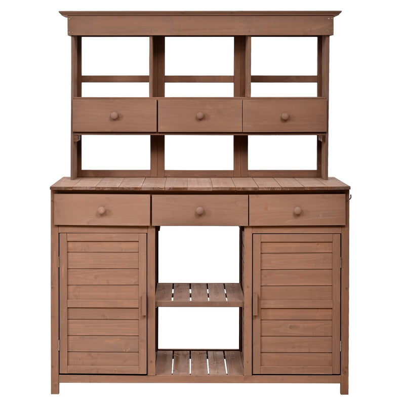 Topmax 65.7'' Tall Garden Potting Bench Table with Hutch by HouseOfZazla