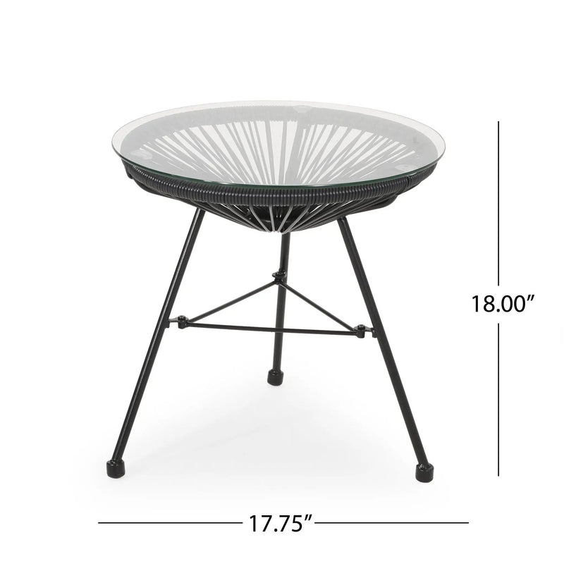 Nusa Modern Rattan Side Table With Tempered Glass Top by HouseOfZazla