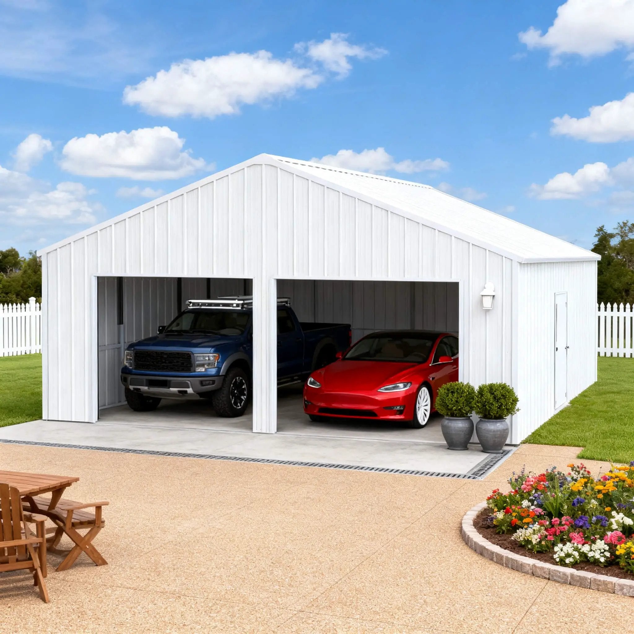 [22X23FT] Alora Heavy-Duty Double Garage Steel Barn Storage Shed (SAK94567) by SAKSBY WHOLESALE