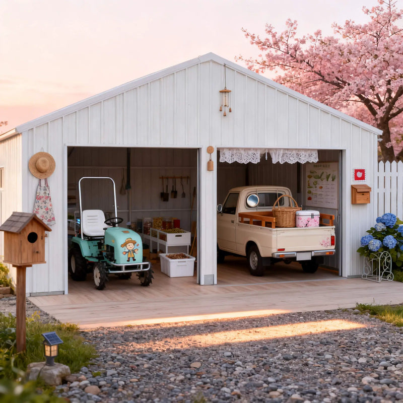 [22X23FT] Alora Heavy-Duty Double Garage Steel Barn Storage Shed (SAK94567) by SAKSBY WHOLESALE
