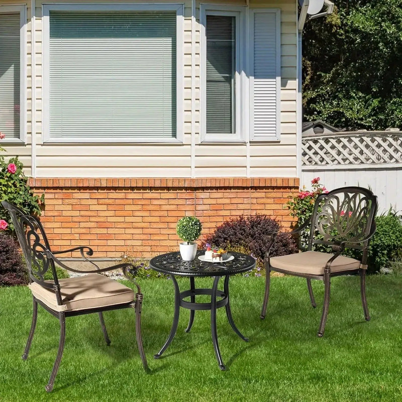Round Cast Aluminum Patio Side Table by House Of Avana