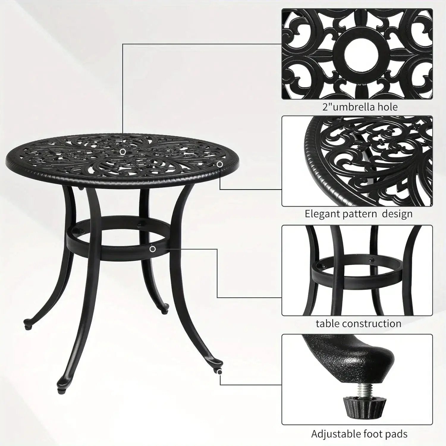 Round Cast Aluminum Patio Side Table by House Of Avana