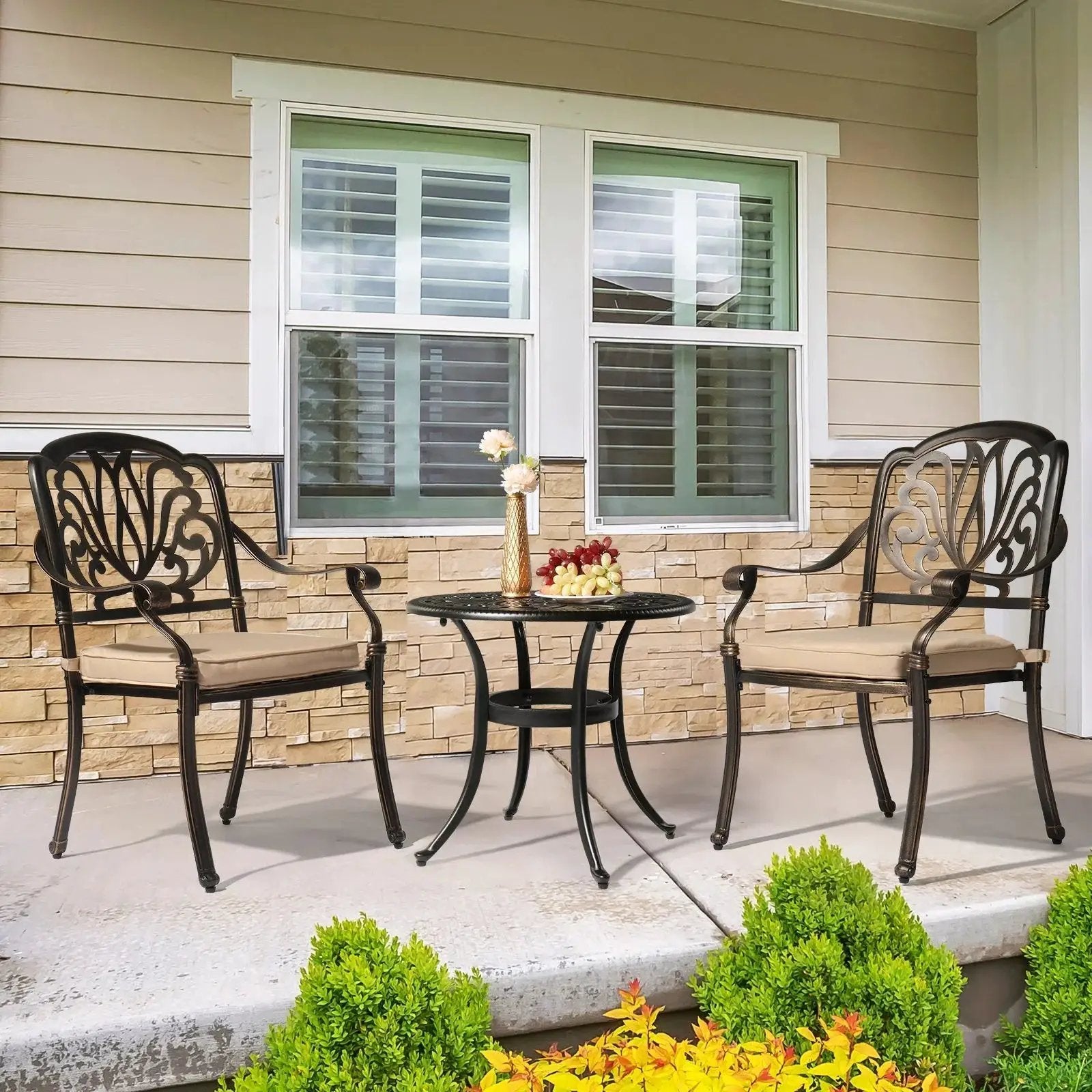 Round Cast Aluminum Patio Side Table by House Of Avana