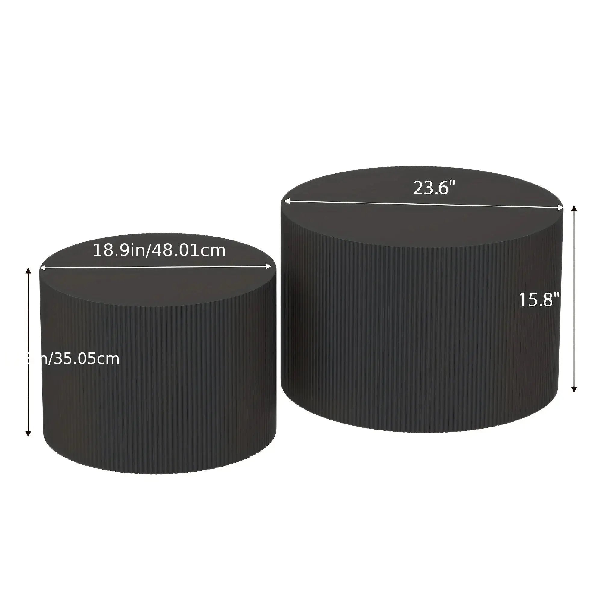 23.6" Vertical Grain Round Wooden Coffee Tables, Modern Nesting Coffee Table Set of 2, Indoor Side Table for Small Spaces Living Room, Bedroom, Balcony, Office by House Of Avana