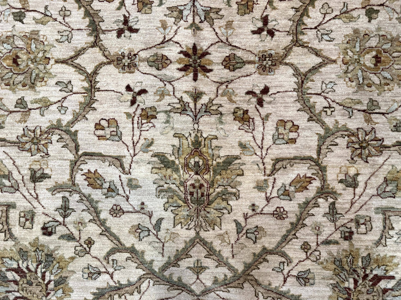 Pakistani Rug 9x12, Floral Allover Peshawar Carpet, Chobi, Beige and Rust Red, Traditional by Jewel Rugs
