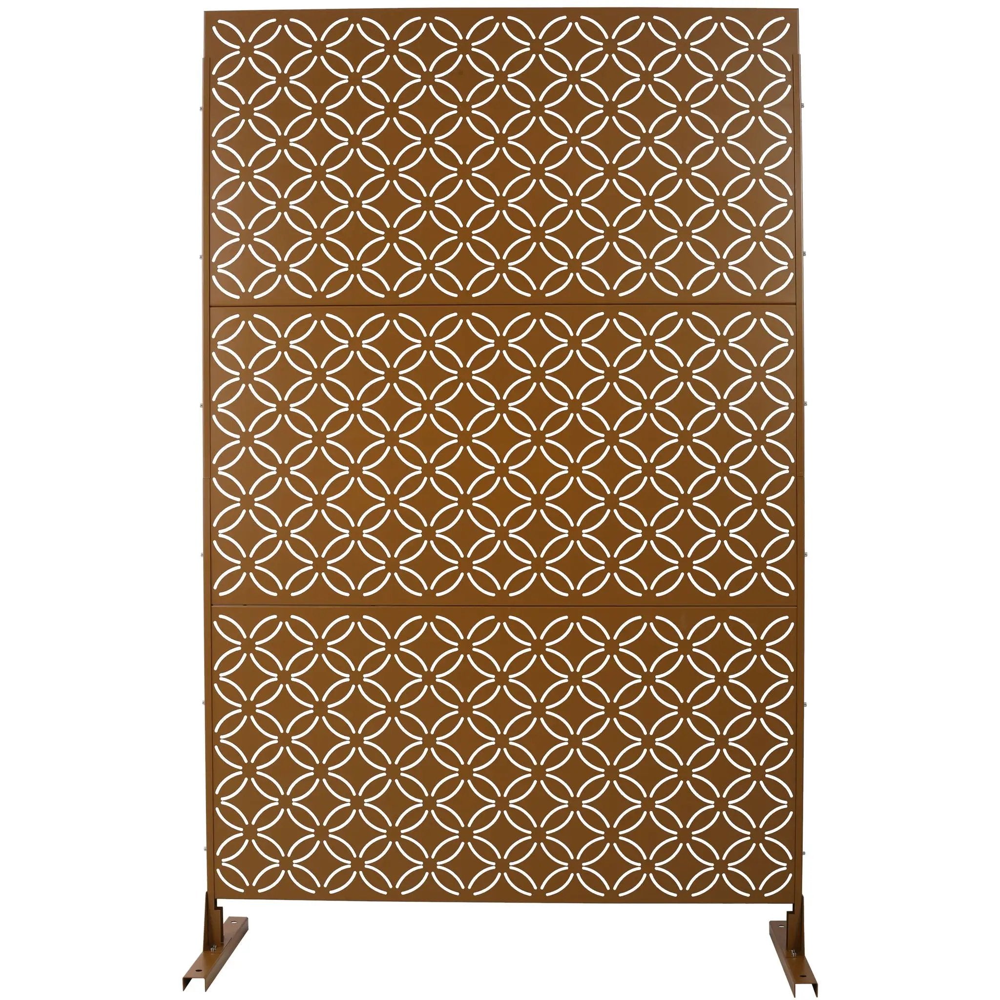 Freestanding Decorative Privacy Screen For Deck Balcony Patio, Metal Privacy - Brown by Unique Piece Furniture