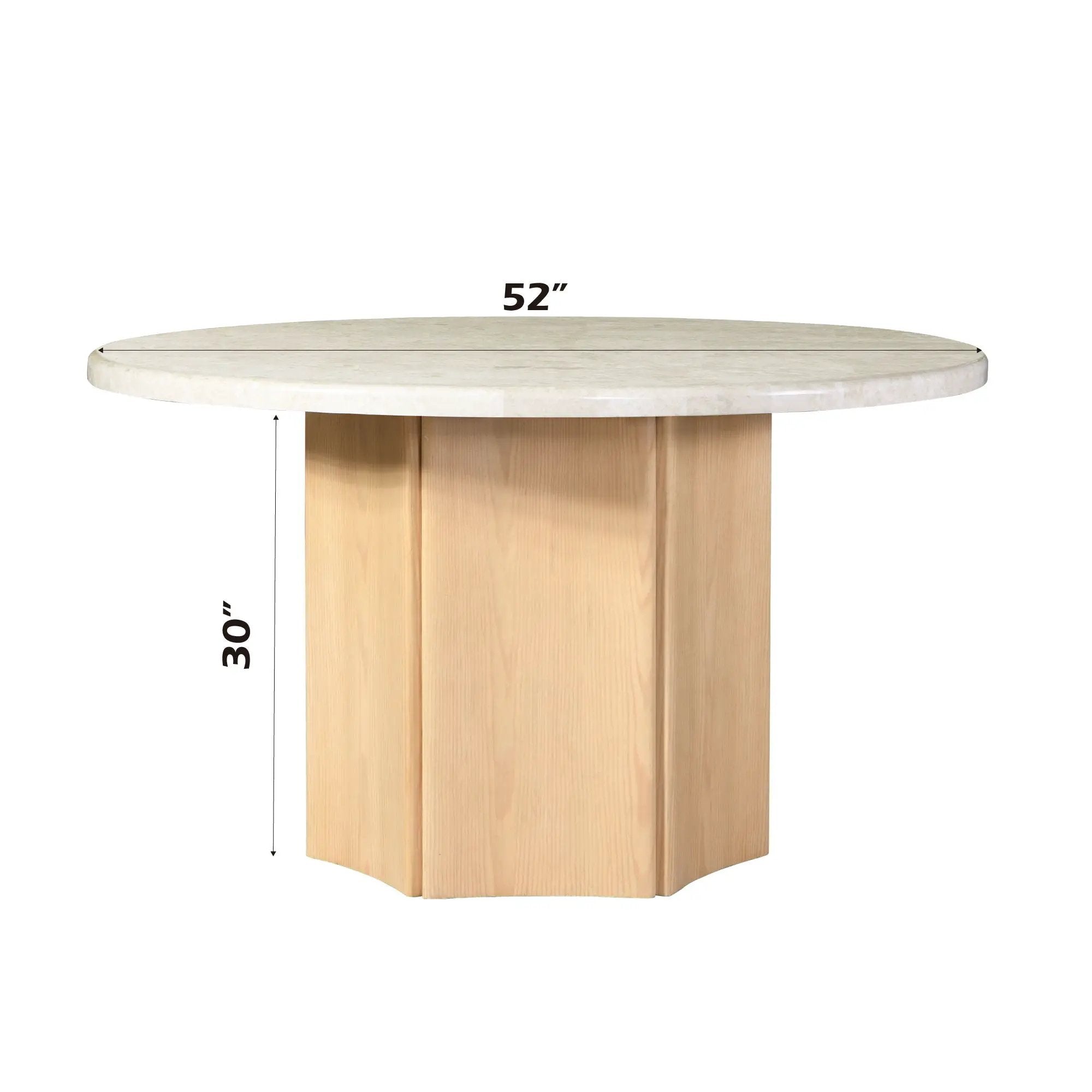 Qwin - Marble Top Round Dining Table - Natural by Unique Piece Furniture