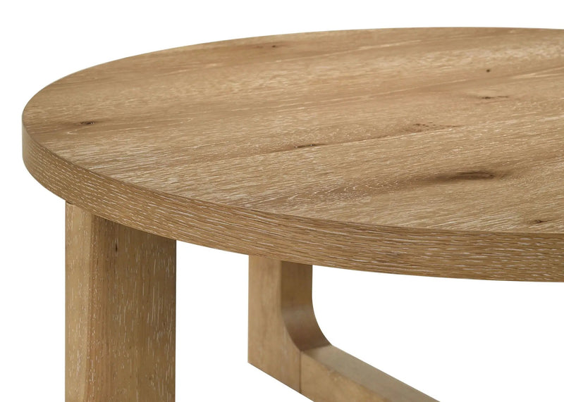 Kessler Round Sculptural Wood End Table Light Oak by Unique Piece Furniture
