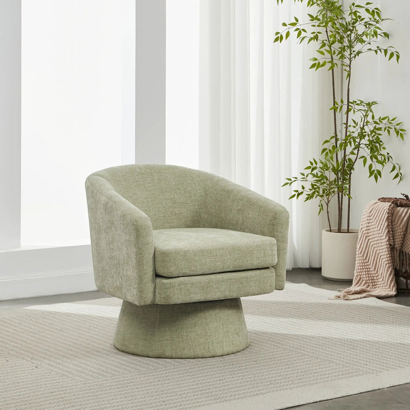 Swivel Barrel Chair With Cushioning For Living Room & Office, 360° Rotating - Green by HouseOfZazla