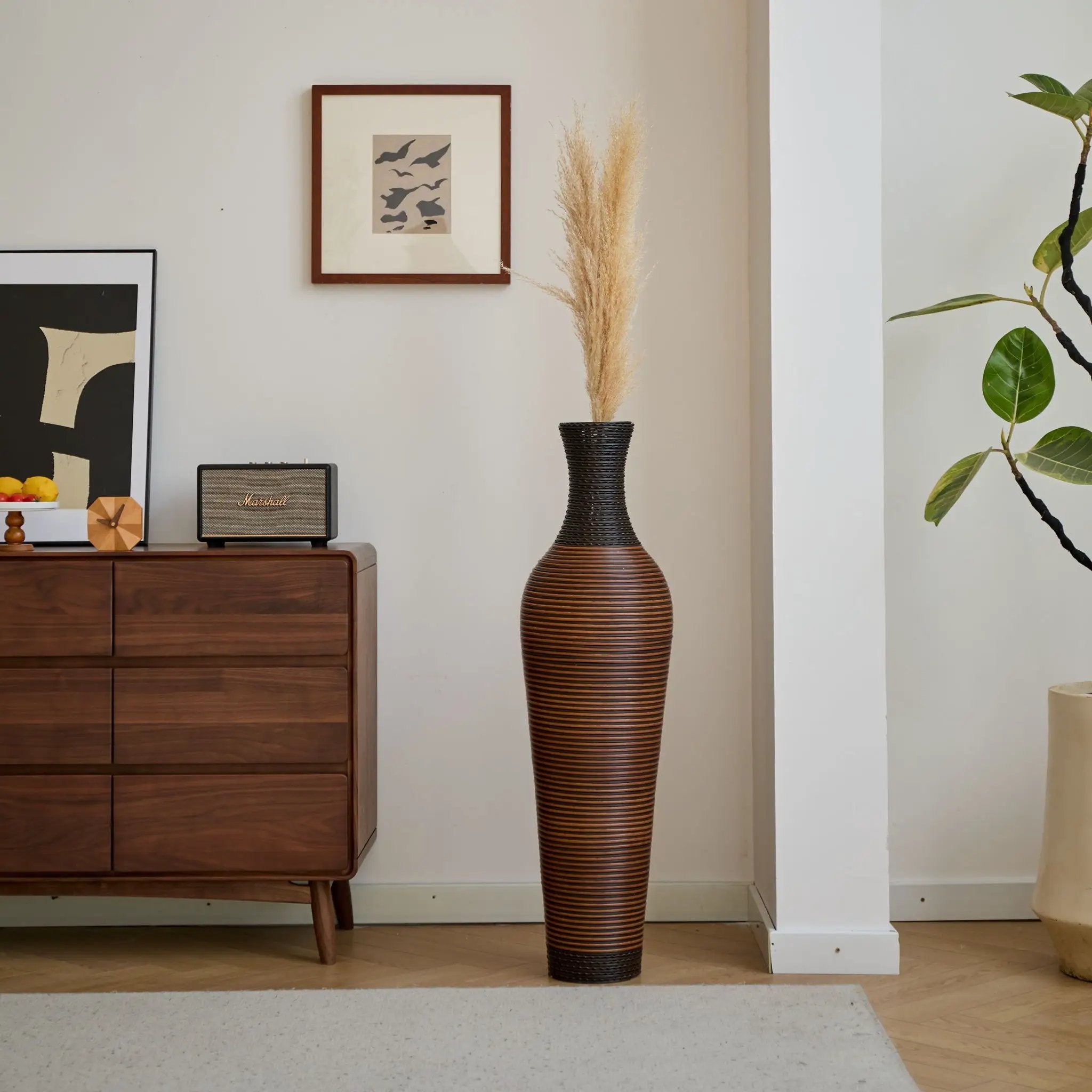 Tall Standing Designer Floor Vases With Elegant 2 Tone Finishes Ideal For Decorating Living Rooms, Bedrooms, Entryways Perfect For Decorating Your Home - Black / Gray by HouseOfZazla