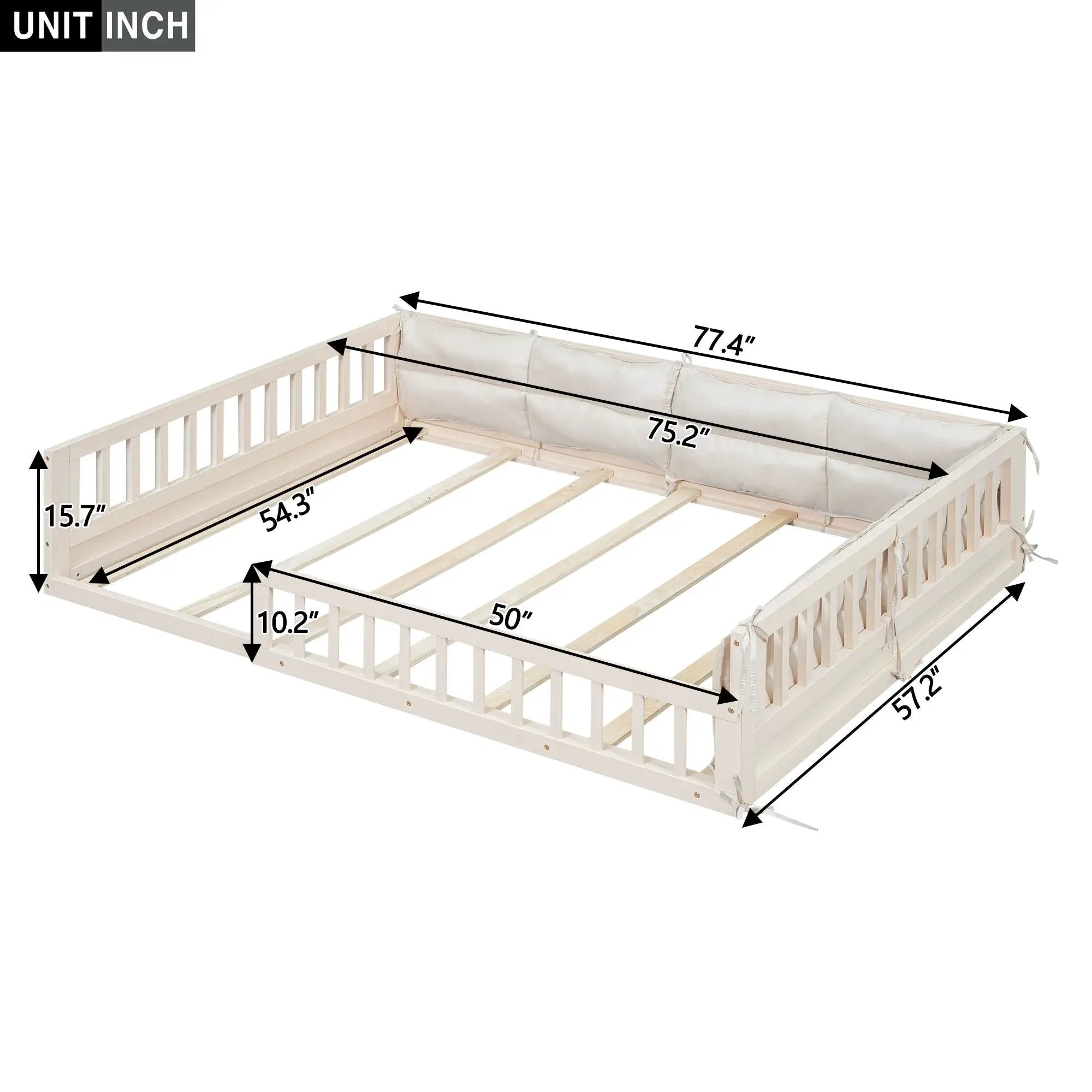 Upholstered Platform Bed With Guardrail And Pillow by Unique Piece Furniture
