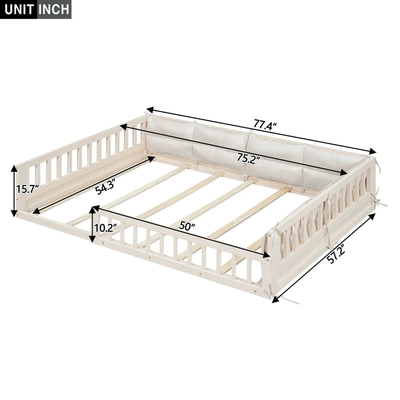 Upholstered Platform Bed With Guardrail And Pillow by HouseOfZazla