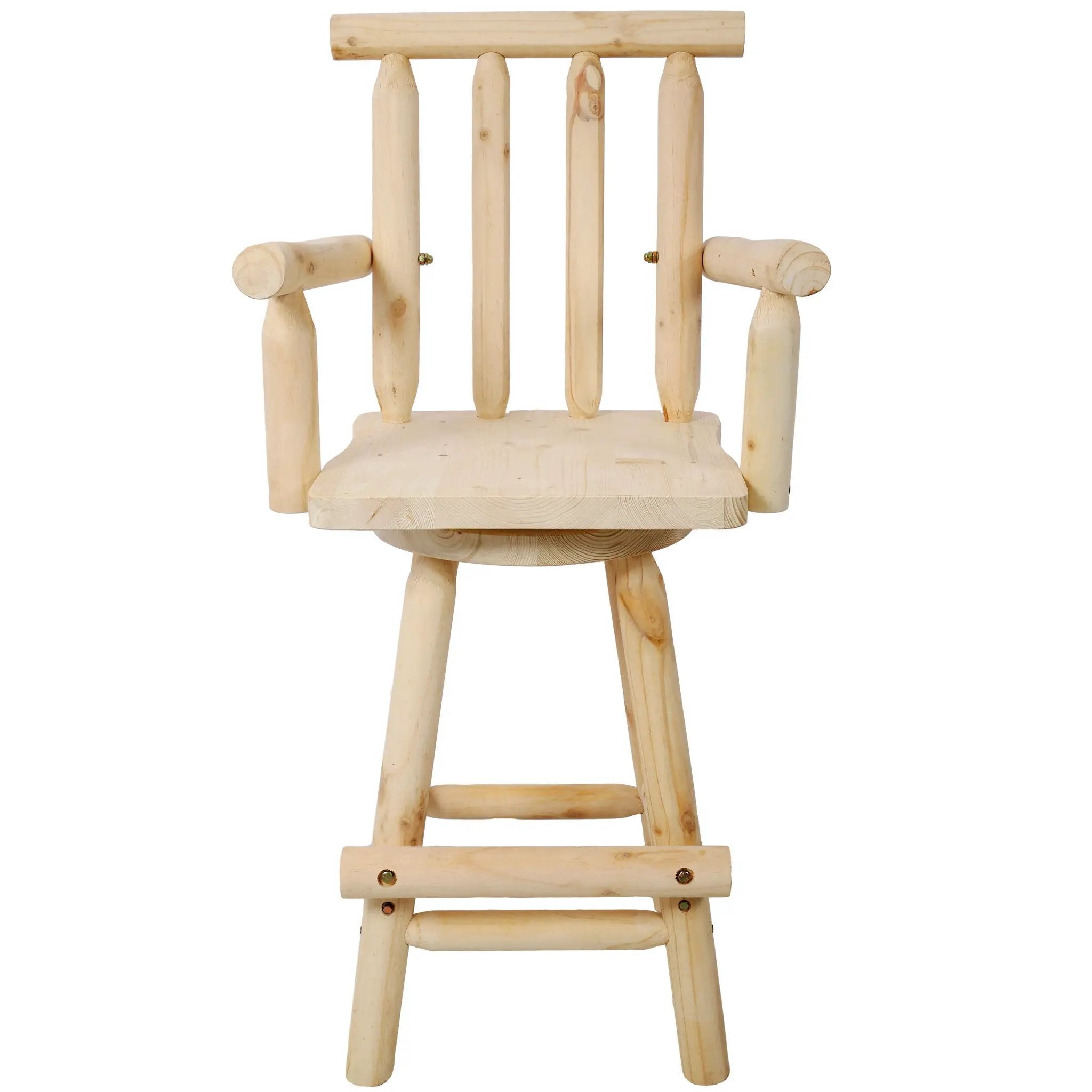 Rustic Bar Stool, Fir Wood Construction, Wide Armrest by Unique Piece Furniture